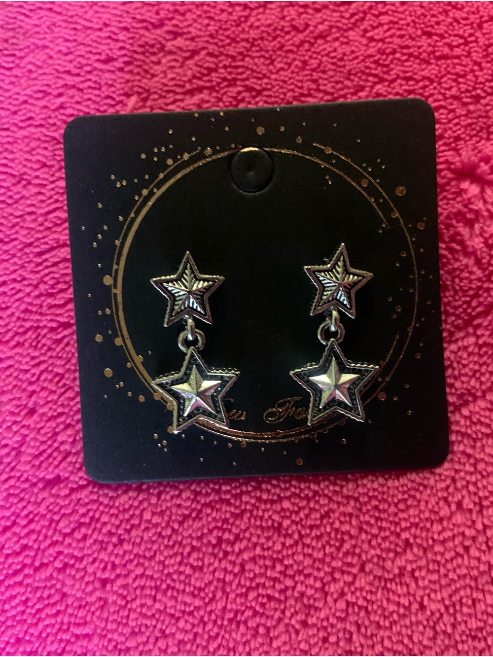 Silver Star Drop Earrings for Women
